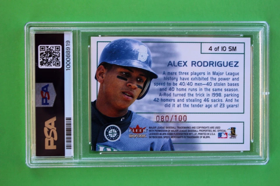 2000 Skybox Speed Merchants Star Rubies #4 Alex Rodriguez /100 PSA 7 - Image 2 of 2