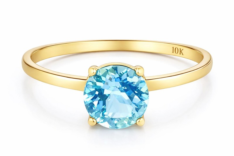 GENUINE 0.87 Cts AQUAMARINE RING 10K SOLID GOLD - Free Appraisal Service - NWT