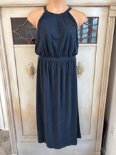 EUC LOFT Black High Shoulder Midi Dress | Size Large