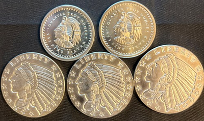 #ad Lot of 6 Fractional Silver Rounds Golden State Mint 3 1 2oz and 2 Aztec 1 4 oz $195.00