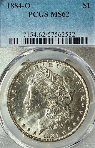 1884-O MS62 Reflective Surfaces PCGS New Orleans Mint Morgan Silver Dollar