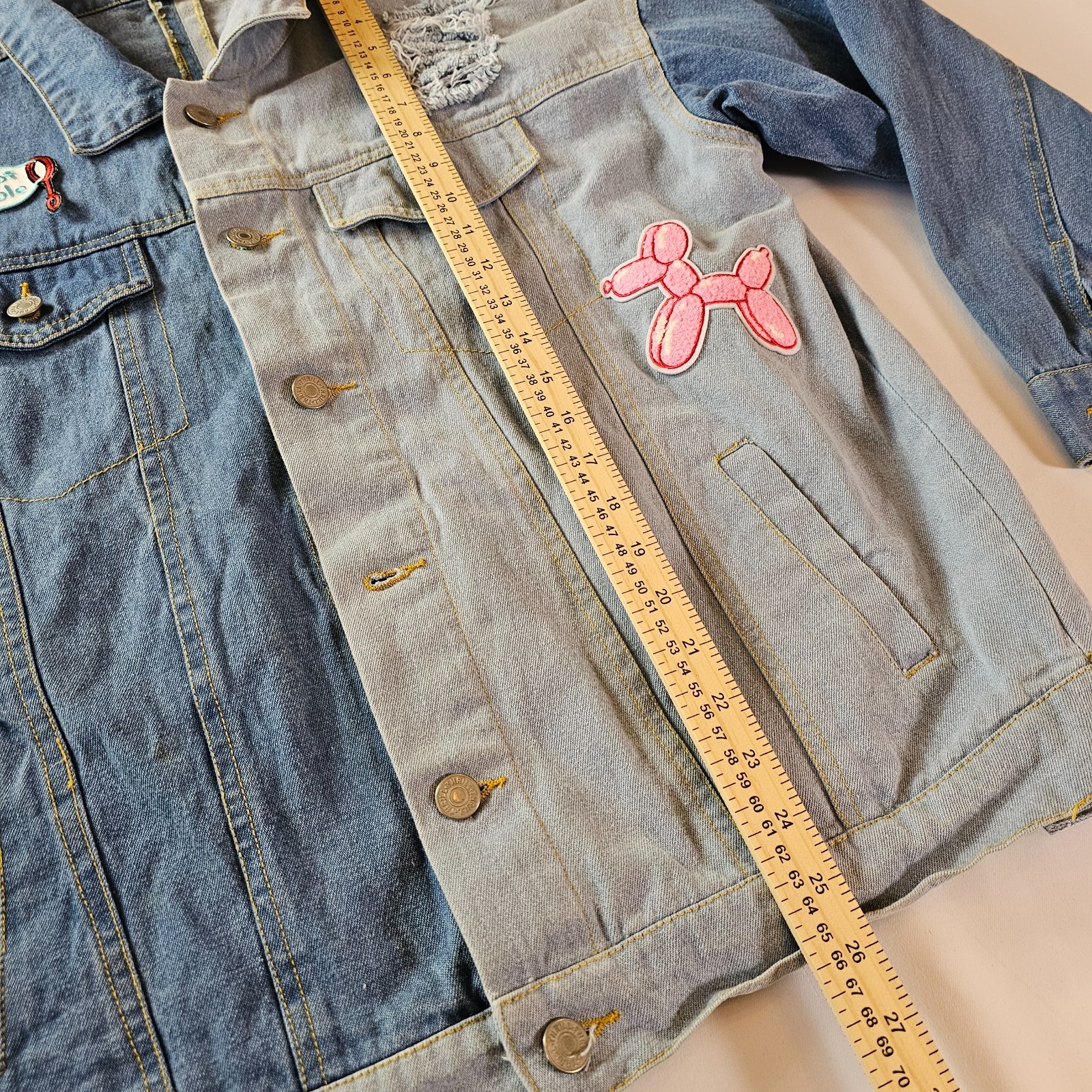 Thrill Jeans Two-Tone Patchwork Denim Jacket Sz S… - image 3