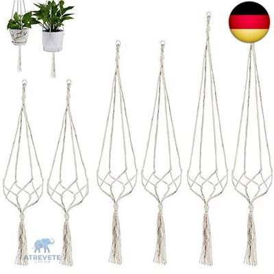 CYH 6 Stück Makramee Blumenampel Set - Baumwollseil Hängeampel Blumentopf H