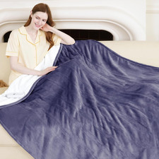 Heated Blanket Throw 50" X 60" - Soft Flannel Sherpa Electric Blanket Throw with