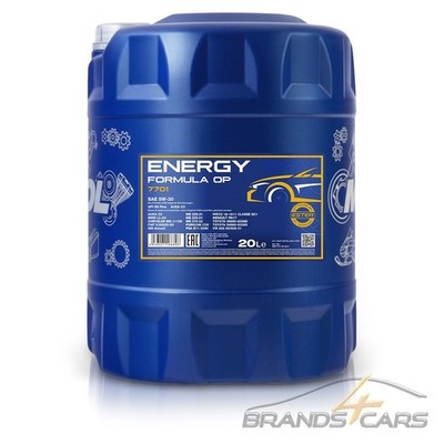 MANNOL 20 L ENERGY FORMULA OP 5W-30 MOTORÖL FÜR VW 505.01 PSA B71 2290 BMW MB #