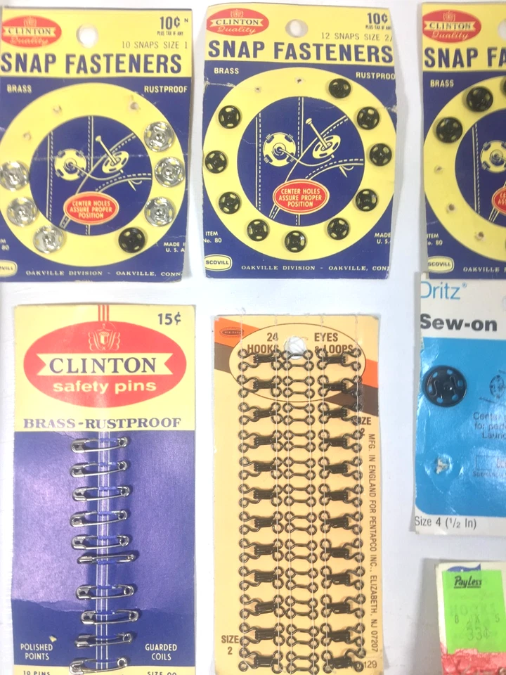 Vintage Of Lot Sewing Notions Snaps Fasteners Hooks Rivets Clinton Dritz Etc NEW - Image 2 of 4