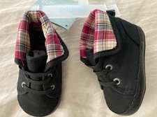 SZ 2 Gymboree Black Holiday Plaid Sneakers Crib Shoes Baby Boy 3 6 Months