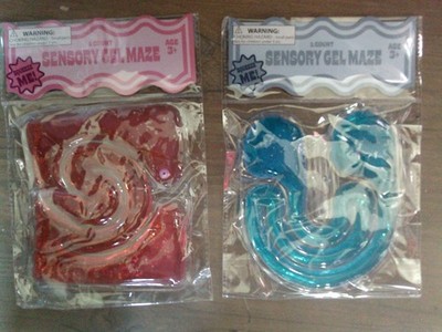 2 NEW sensory gel maze fidget toys BLUE & PINK