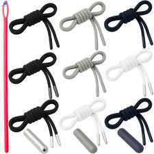 Drawstring Replacement Cord with Aglets   53 Multicolored 53", Black  White