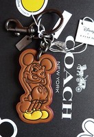 Coach X Disney Mickey Mouse Leather Key / Ring - Bag Charm Rare Brown Coach X Disney Mickey Mouse Leather Key / Ring - Bag Charm Rare Brown