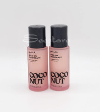   2 Victoria's Secret Pink Coconut Roll On Deodorant Aluminum Free 1.7 fl oz 50ml