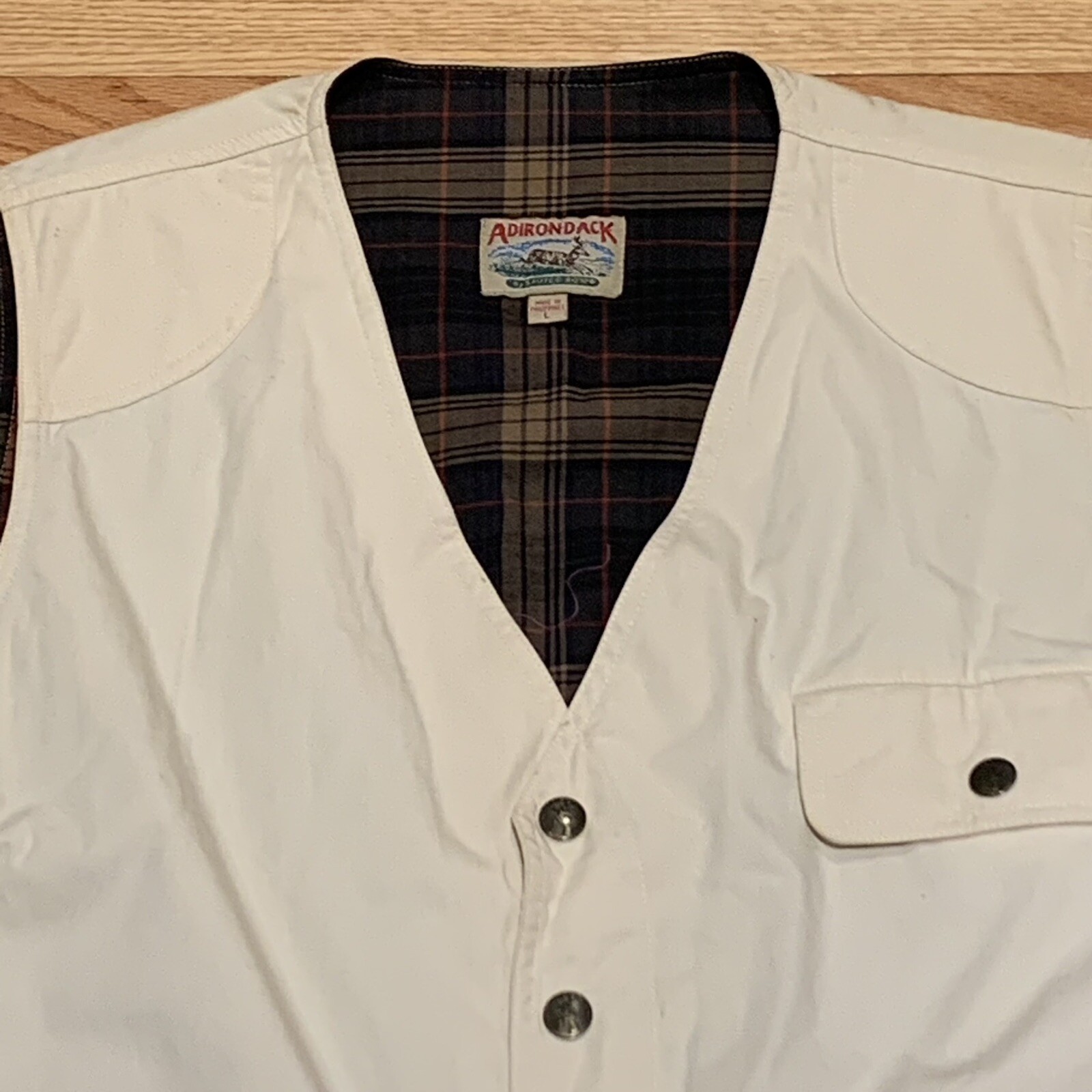 FILA Gilet Adirondack by Saville Row da uomo L foderato in flanella frontale a scatto vintage