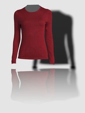  275 Neiman Marcus Women's Red Cashmere Long-Sleeve Crewneck Sweater Size L