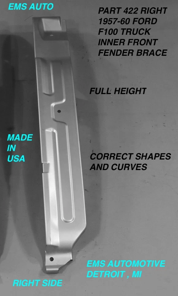 Ford F100 1957, 1958, 1959, 1960 parte 422 par, guardabarros trasero interior soporte-ems automático Foto 3 de 3