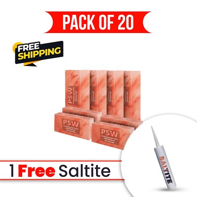 Himalayan Salt Bricks 8x4x2 Pack of 20 with Free Salt Glue for Salt Spa & Sauna