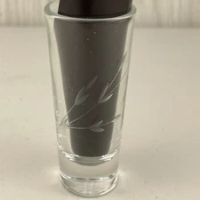 Rare Find Vintage CRISA Etched Glass Floral Design 3.5" Tall Shot Glass
