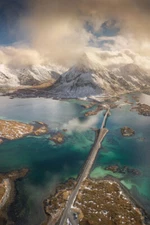 Lofoten Islands in Norway Aerial View Photo Art Print Poster 12x18