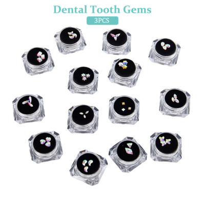 3Pcs Dental Tooth Gems Crystal Diamond Ornament with Box Teeth Decorati$r