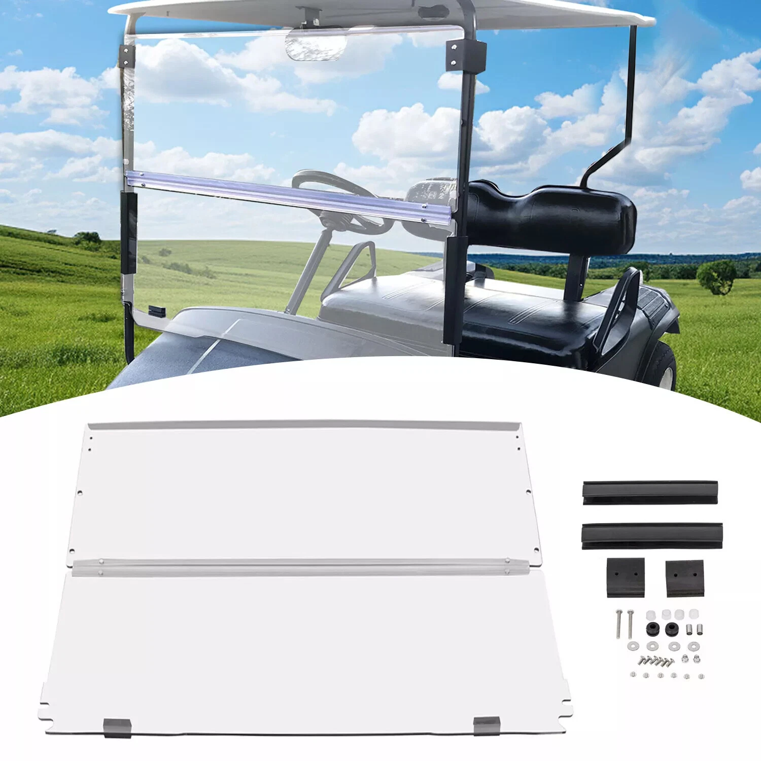 For EZGO TXT&Medalist 1994-13 2014 Golf Cart Clear Folding Windshield Windscreen Review