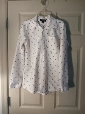 Bergamo New York Boys Dress Shirt With Sailboat Design Size 14 Long Sleeve...