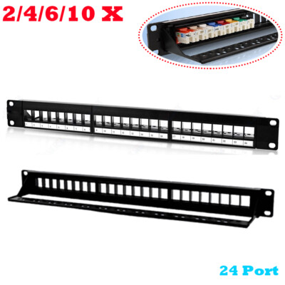 2/4/6/10x 24 Port Keystone Jack Blank Patch Panel Plate Cat5/5e Cat6/6a RJ-45