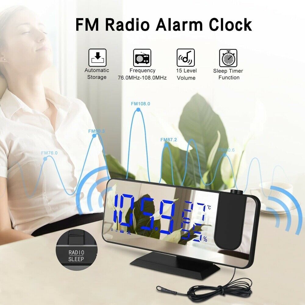 PUSOKEI Digitaler Radiowecker Mit Bluetooth - Spiegeluhr Mit 1600mAh Akku