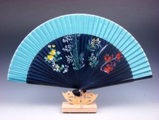Bamboo Folding Hand Fan Flowers Bamboo Party Wedding Favor FREE STAND 09242301