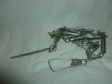  Vintage 61 Inch  4 Hook Metal Unbranded Fishing Stringer  Lot 4-286