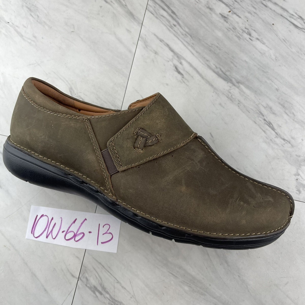 Clarks Un Loop Ave Womens 10 W Wide Loafer Taupe Leather Shoes - Main Image