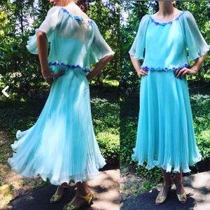 Vintage Miss Elliette of California Chiffon Pleated Dress With Matching Shawl 10 | eBay