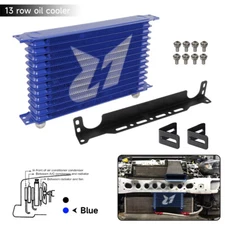 Universal AN10 13 Row Engine/Transmission Oil Cooler +Mounting Bracket Kit Blue