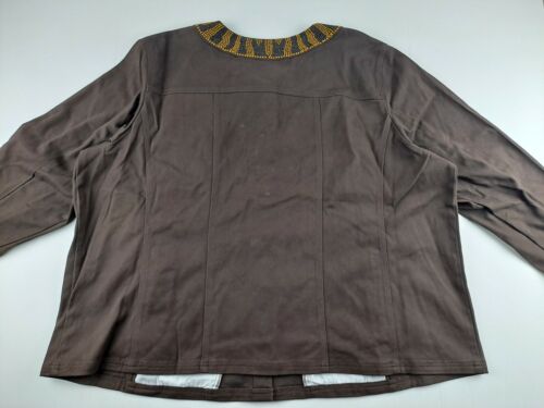 NEW Quacker Factory 3X Brown Jacket Gold Black Rhinestone Studded Jean Denim P - Picture 3 of 10