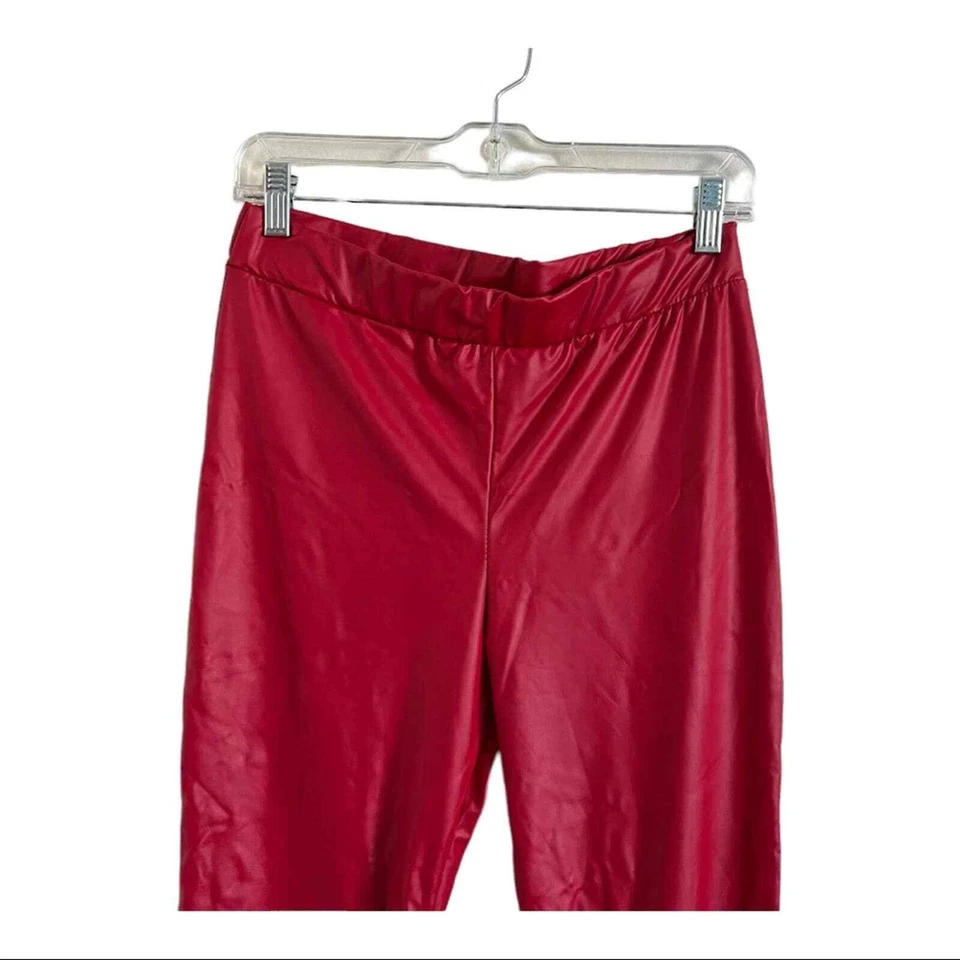 Pantalones de tiro de cuero sintético cintura alta negros arco iris talla L Foto 3 de 4