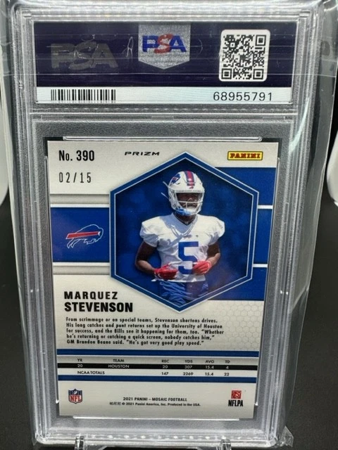2021 Mosaic Marquez Stevenson Blue Fluorescent #2/15 - PSA 9 - Image 2 of 2