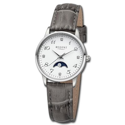 Regent Damen Armbanduhr Analog Lederarmband grau UR2112550
