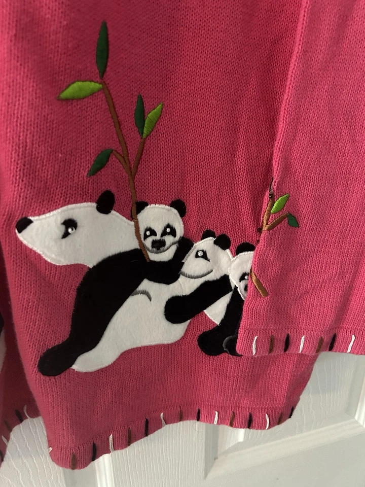Rare Find Vintage Quacker Factory Panda Cardigan Sweater Size 1X New With Tags - Image 3 of 4