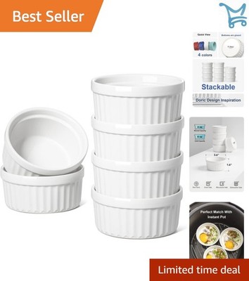 Ceramic Ramekins 4 OZ Oven Safe Set of 6 for Desserts Souffles Pudding