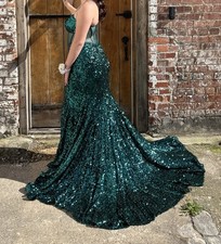 Green Sequin Strapless Corset Ballgown Prom Dress Long Formal Evening