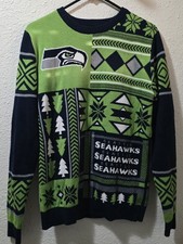Seattle Seahawks Mens Small NFL Ugly Christmas /Holiday/ Winter Sweater-MINT