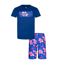 Hurley Boys Swimsuit 2pc Outfit UPF 50 Signal Blue Hawaii size 7 - NEW
