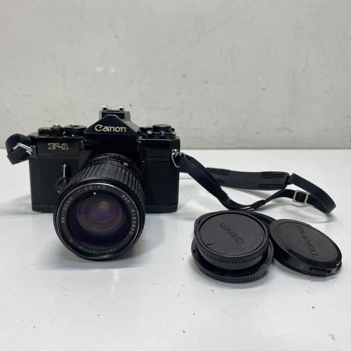 Canon F-1 35mm SLR Camera with Tokina 35-105mm 1:3.5-4.3 Zoom Lens