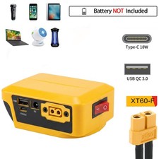 Battery Adapter Power Supply For Dewalt 20V Li-Ion Battery USB Type-C PD DC XT60