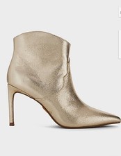 Express Metallic Gold Pointed Toe Thin Heeled Holiday Ankle Booties Festive Sz 9