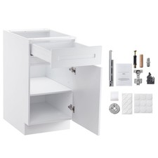 White Shaker Base Cabinet with Drawer, 18 - Inch Unassembled Drawer Base Cabinet