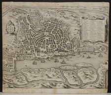 GOA INDIA 1646 MATTHÄUS MERIAN UNUSUAL ANTIQUE ORIGINAL COPPER ENGRAVED CITY MAP