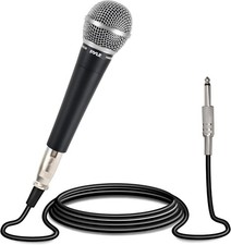 Pyle Microphone, Dynamic Cardioid, XLR Cable Included, Unidirectional, Black