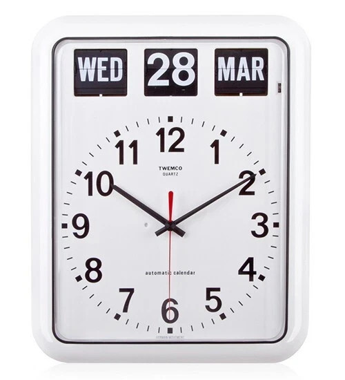 TWEMCO Wall Clock Flip Perpetual Calendar BQ-12A White 15