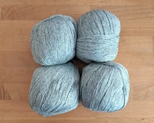 4 Pack Cashmere Wool Blend Yarn Light Grey 50g Each, Total 200g, Fine Guage
