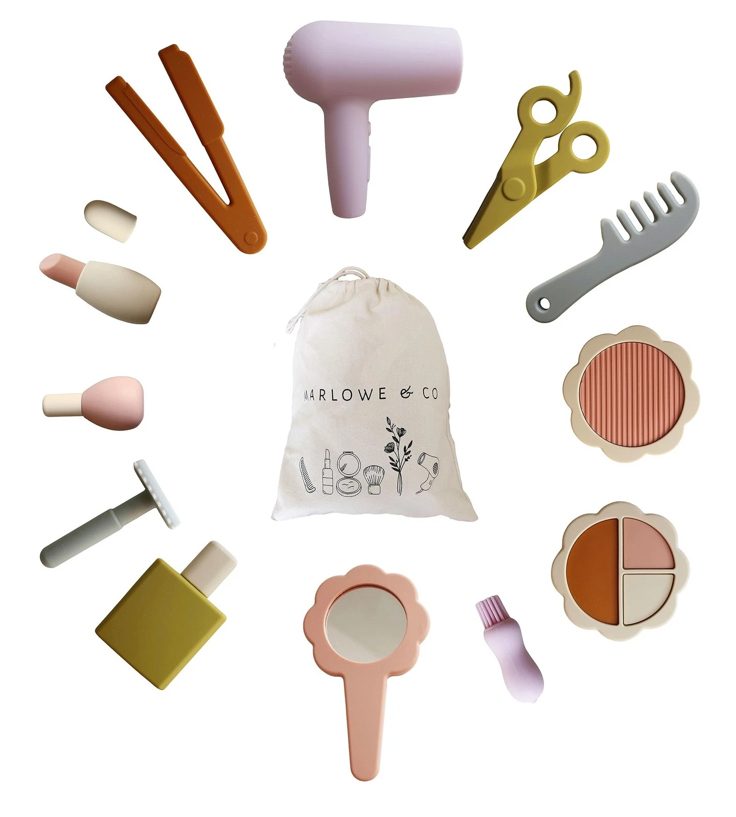 Silicone Hair Salon and Makeup Kit 12 Piece Mess Free Set for Toddlers