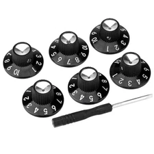 Musiclily Pro 6Pcs Black Imperial Inch Guitar Amp Effect Pedal Skirted Knob Set